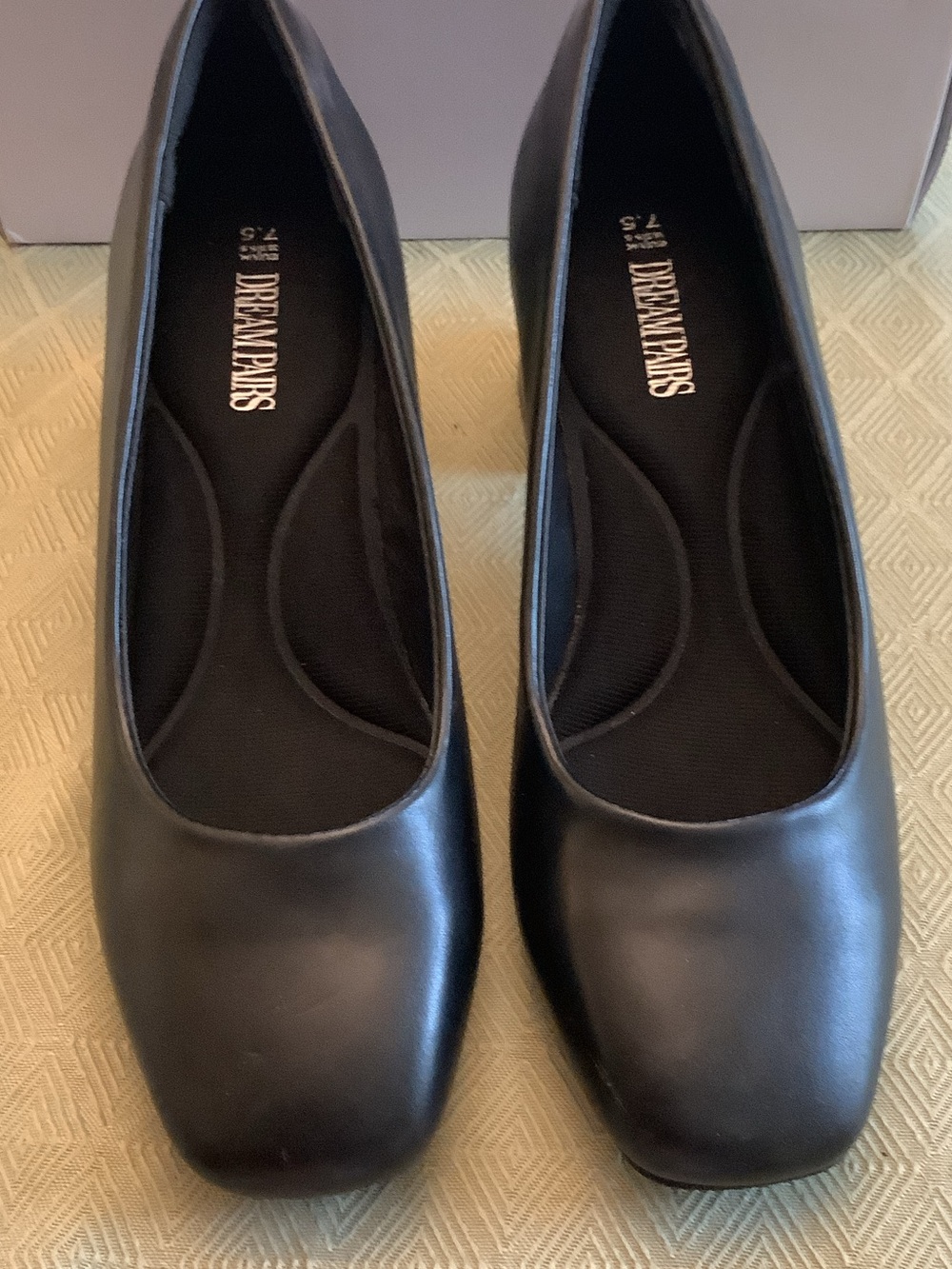 Dream Pairs Black Women's Square-Toe Low Heel Pumps in original box